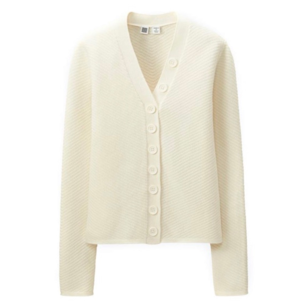 Uniqlo U Lemaire Cotton Cashmere Ribbed Cardigan Cropped Top